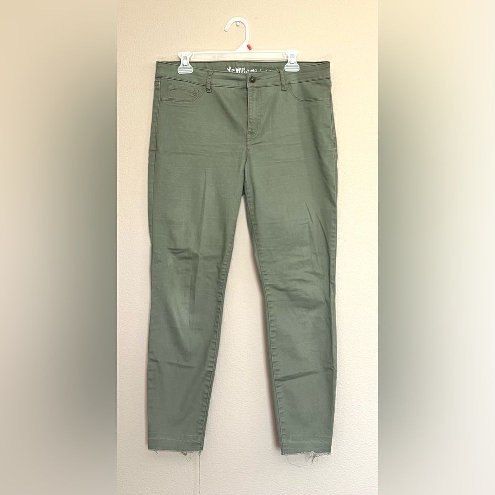 Rewash Olive Green Frayed Hem Skinny Jeans